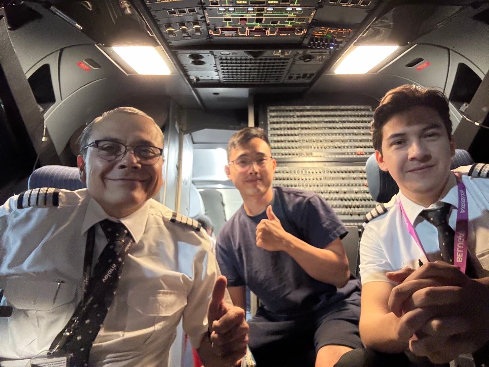A daytime cockpit memory with the crew